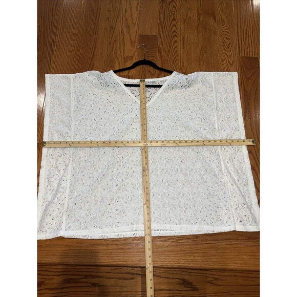 Avenue Women Top White Eyelet Lace Kimono Size 14/16 Romantic Boho Cottage - Picture 8 of 10